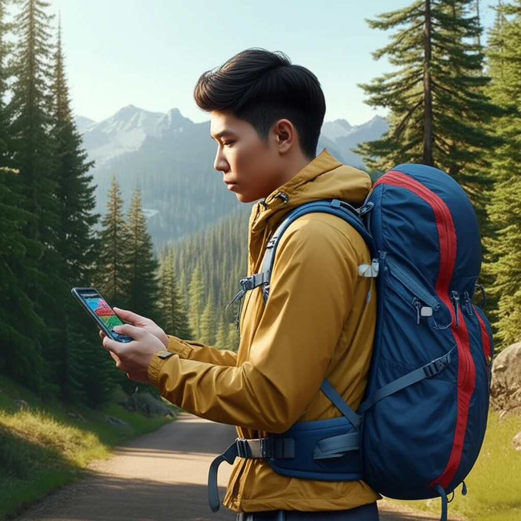 스마트폰 앱을 통해 태백산 국립공원 CCTV와 날씨 정보를 확인하는 모습